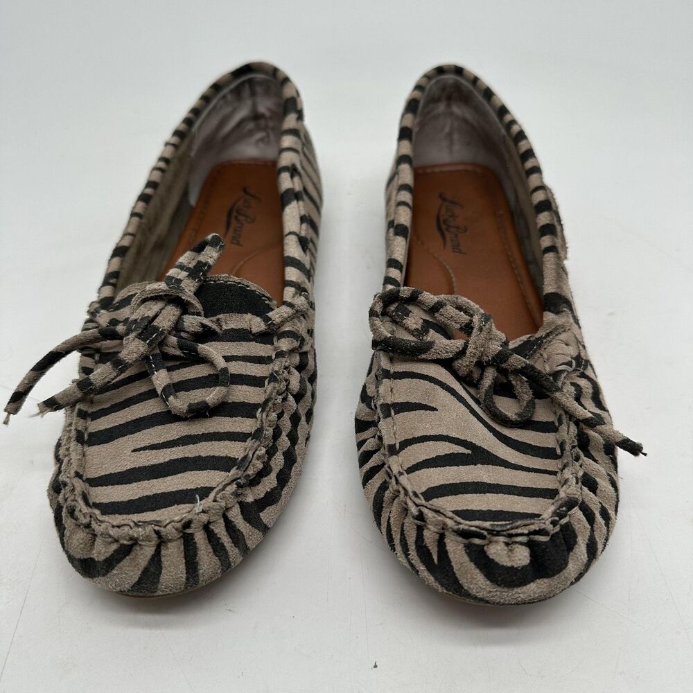 Lucky Brand Moccasin Shoes Womens Size 6.5 Brown Black Zebra Print Flats - Picture 4 of 10